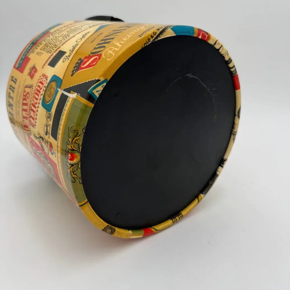 Vintage Cocktails Recipe Ice Bucket, Vinyl and Plastic, Mid Century Modern 7.5